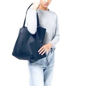 NWT   J Crew - The Carryall Navy Leather Tote Bag